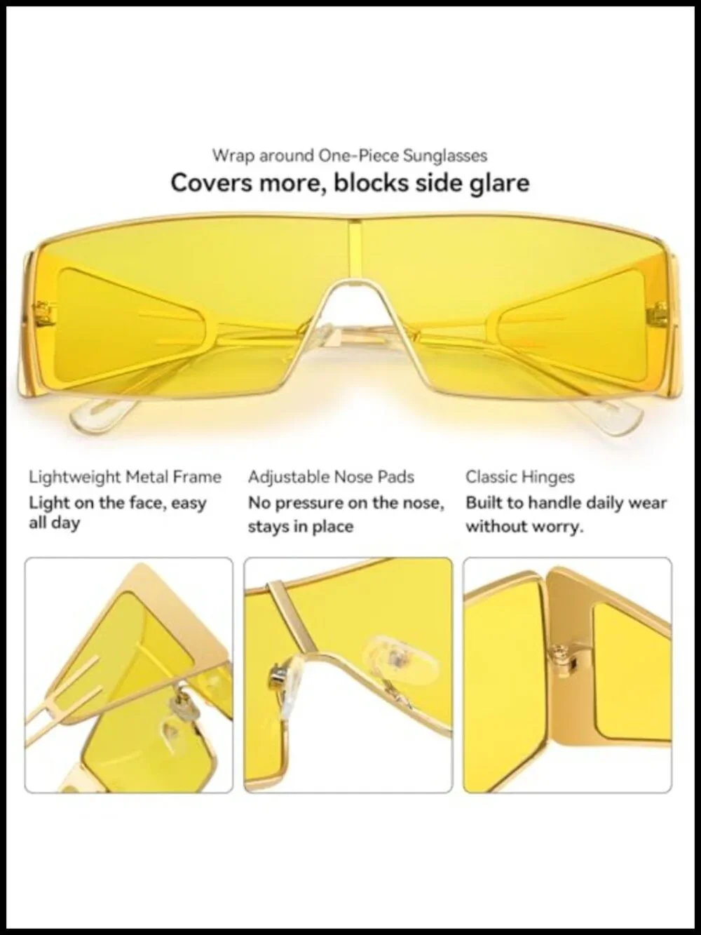 Oversized Y2K Rectangle Sunglasses for Women Men, Metal Frame UV Protection,